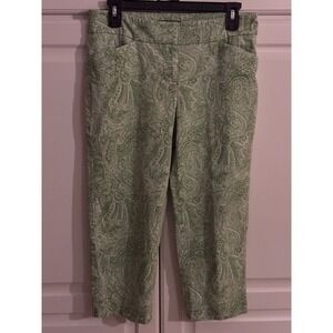 Talbots Light Green Paisley Cropped Pants